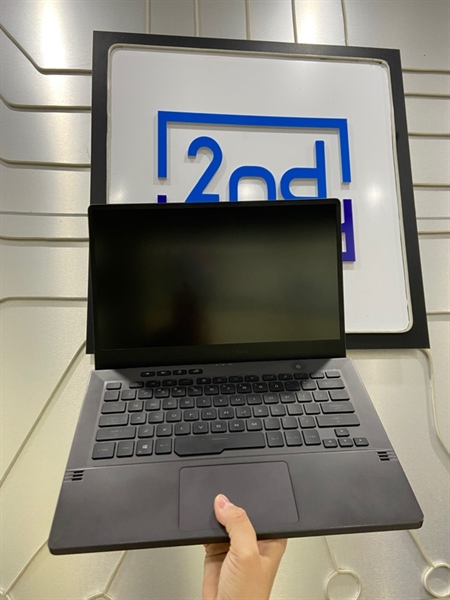 Laptop Asus ROG Zephyrus G14 - AMD Ryzen 9-5900HS - Ram 16/512GB SSD RTX 3060 - Pin 74% - 120Hz - Màu đen - Ngoại hình: 98% - Màn ám hồng, in phím - Body - Kèm sạc 1