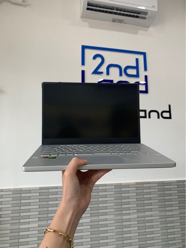 Laptop ASUS Rog Zephyrus G14 GA401IU - R7 4800HS - GTX 1660Ti 6gb - Ram 8GB/SSD 256GB - Phím Nhật - Màu trắng - Pin 65% - Ngoại hình: 97% - Màn ám hồng - Kèm sạc