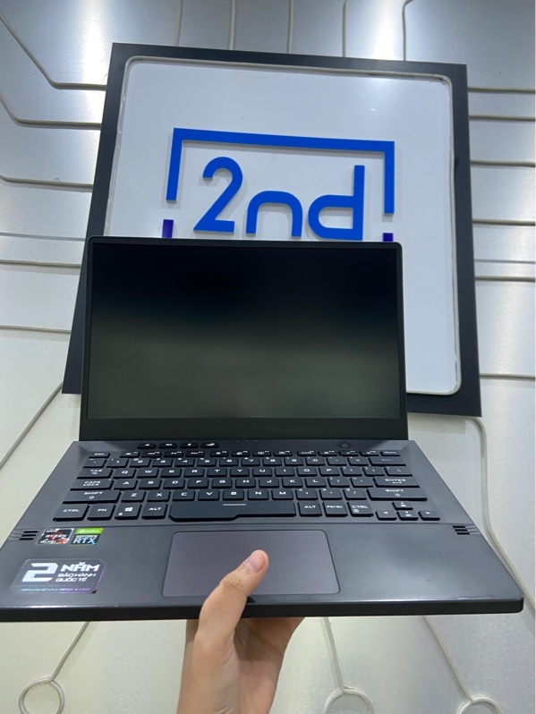 Laptop Asus Rog Zephyrus G14 GA401QC - Ryzen 7 5800HS - RTX 3050 - Ram 16/512GB - Pin 78% - Màu đen - Ngoại hình: 97% - Đã thay phím - Kèm sạc