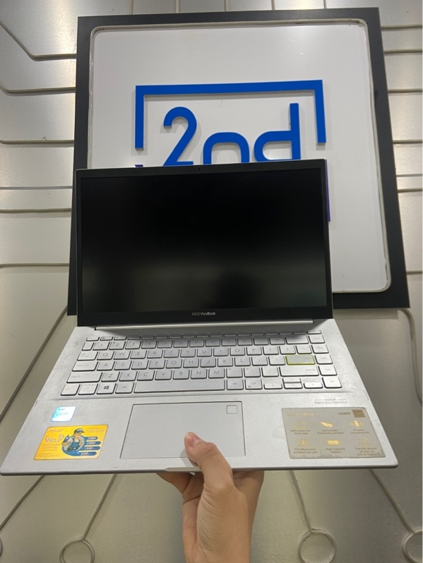 Laptop Asus Vivobook 14 X421EAY - i3-1115G4 - Ram 4/512GB SSD - Pin 73% - Màu bạc - Ngoại hình: 97% - 1 đốm phản quang, màn ám viền vàng - Body - Kèm sạc