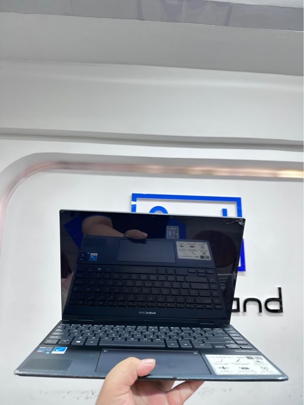 Laptop Asus Zenbook Flip 13 (UX363EA) - I5-11357G7 - 8/512 SSD - Màu xám xanh - Pin thay 100% - Ngoại hình 97% - Bể góc màn, vỏ cấn góc, máy còn cảm ứng - Kèm sạc
