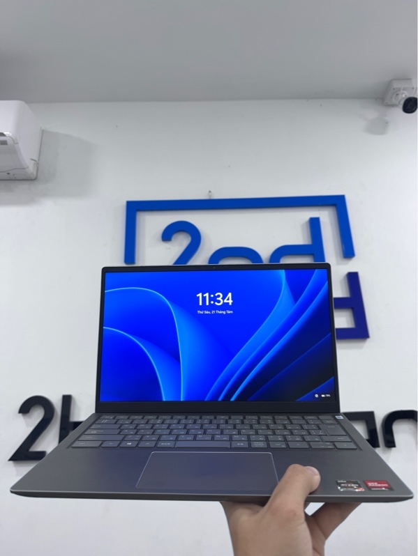 Laptop Dell Inspiron 14 5415 - Ryzen 7 5700U - 8/512Gb SSD - Màu bạc - Pin 66% - Ngoại hình 97% - Hở nhẹ mặt dưới, trầy góc, Màn ám vàng nhẹ, hở sáng viền trái, Layout phím nhật - Kèm sạc
