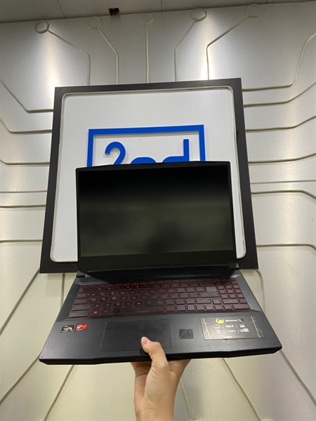 Laptop MSI Bravo 15 B5DD - Ryzen 5 5600H - Radeon RX5500M - Ram 8/512GB SSD - Pin 88% - Màu đen - Ngoại hình: 98% - Màn in phím, cháy viền, ám hồng - Kèm sạc 1