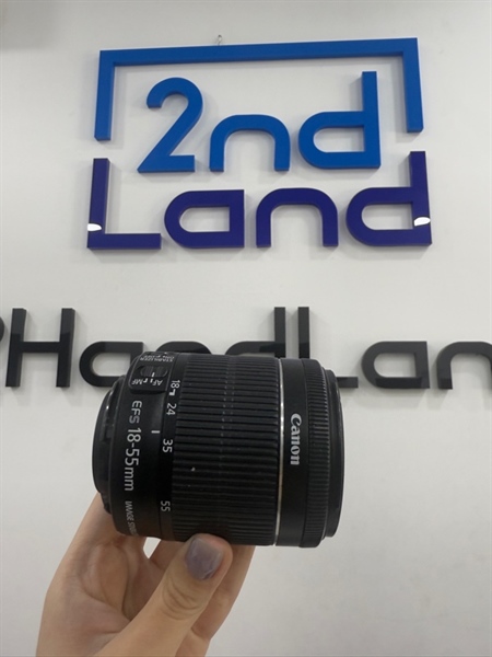 Lens canon EF-S 18-55mm 1:3.5-5.6 IS STM - Màu đen - Ngoại hình 98% - Lens bụi trong, mất 1 tấm kính ngoài - Body 1