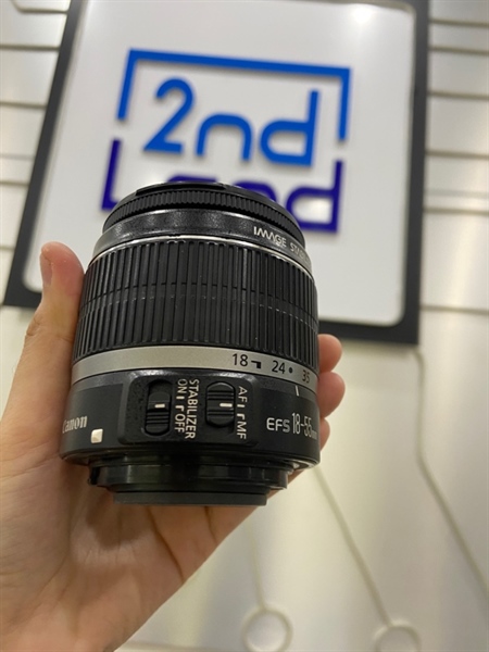 Lens Canon Zoom EF-S 18-55mm 1:3.5-5.6 IS - Màu đen - Ngoại hình: 97% - Body 1