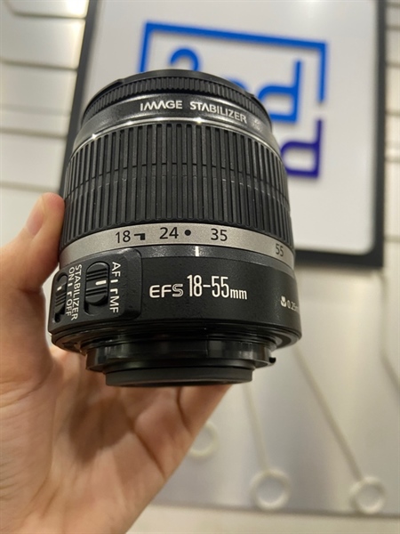 Lens Canon Zoom EF-S 18-55mm 1:3.5-5.6 IS - Màu đen - Ngoại hình: 98% - Body 1