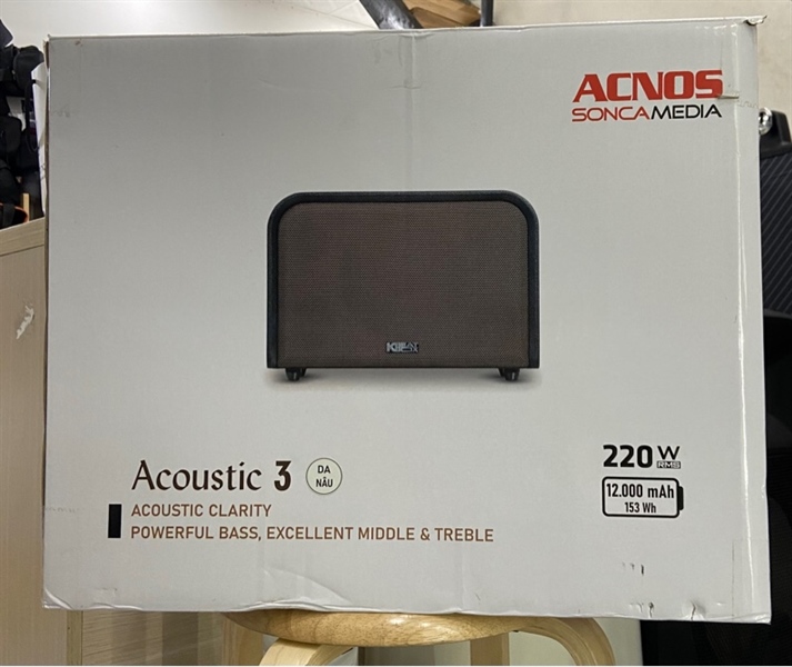 Loa Acnos Acoustic 3 - Màu nâu - Ngoại hình: 98% - Kèm Box + 2 mic