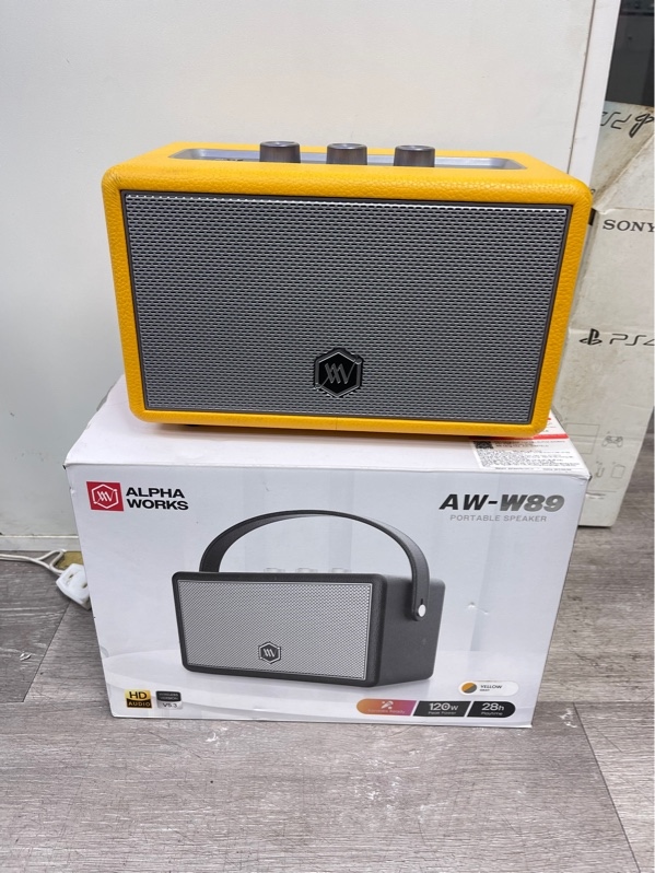 Loa Bluetooth Alpha Works AW-W89 - Màu vàng cam - Ngoại hình 97,5% - Xước nhẹ - Kèm box, sạc