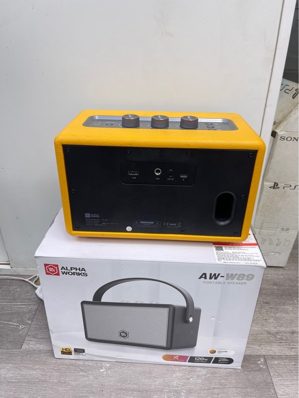 Loa Bluetooth Alpha Works AW-W89 - Màu vàng cam - Ngoại hình 97,5% - Xước nhẹ - Kèm box, sạc