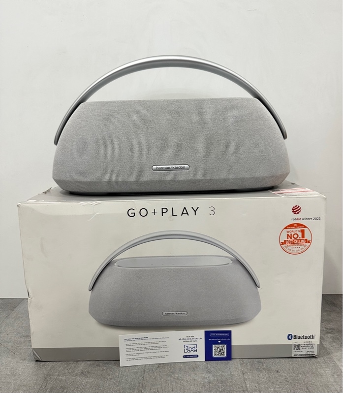 Loa Bluetooth Harman Kardon Go + Play 3 - 160W - Màu xám - Ngoại hình 99% - Hàng công ty đã dán đế còn bảo hành hãng đến ngày 28/08/2026 - Fullbox
