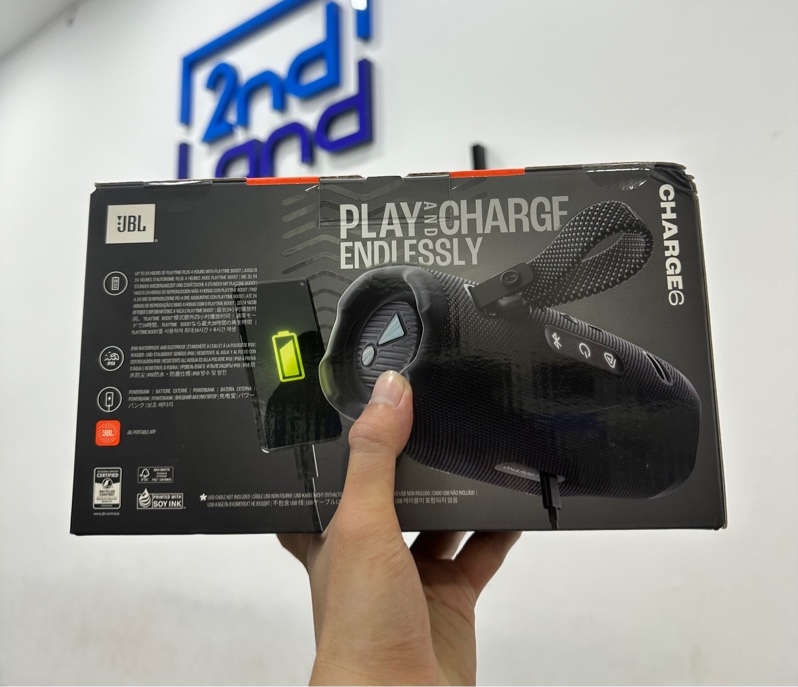 Loa Bluetooth JBL Charge 6 - Hàng PGI - 45W - Màu đen - Newseal