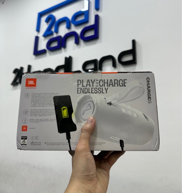 Loa Bluetooth JBL Charge 6 - Hàng PGI - 45W - Màu trắng - Newseal