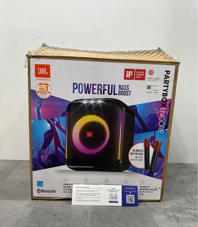 Loa Bluetooth JBL Partybox Encore 2 Mic - 100W - Màu đen - Ngoại hình 98% - Chưa kích hoạt bảo hành - Fullbox ( kèm 2 mic )