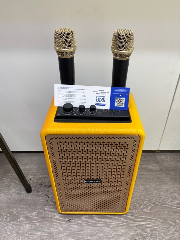 Loa Booms Bass M4203 - Màu vàng cam - Ngoại hình 97% - Kèm 2 micro