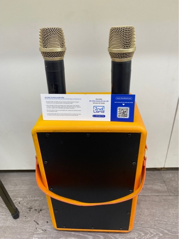 Loa Booms Bass M4203 - Màu vàng cam - Ngoại hình 97% - Kèm 2 micro