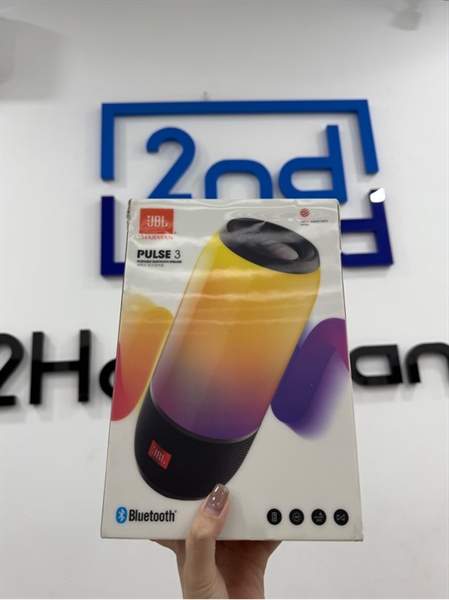 Loa JBL Pulse 3 - Màu đen - Ngoại hình 96% - Mặt nhựa trầy, mất nhiều điểm cao su phần trên nứt - FullBox