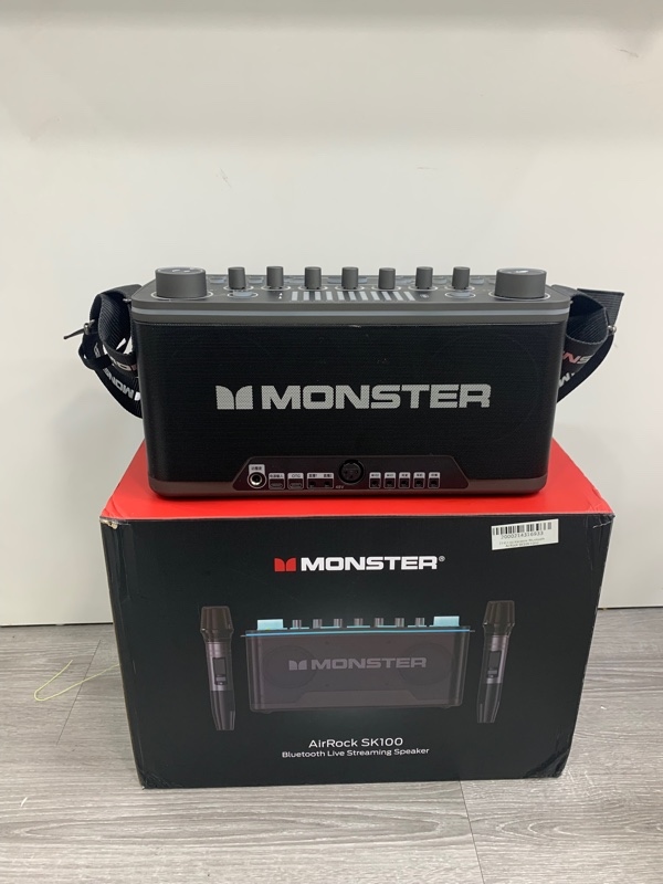 Loa Karaoke MONSTER AirRock SK100 - Màu đen xám - Ngoại hình: 98% - Fullbox kèm 2 mic