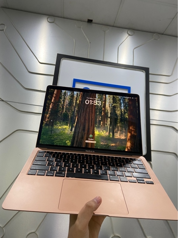 MacBook Air Rentina 13 inch 2020 - Intel Core i3 lõi kép - Ram 8/256GB - Pin Bình Thường - Chu Kỳ 409 lần - Màu hồng gold - Ngoại hình: 97% - phản quang chấm nhẹ - Kèm sạc