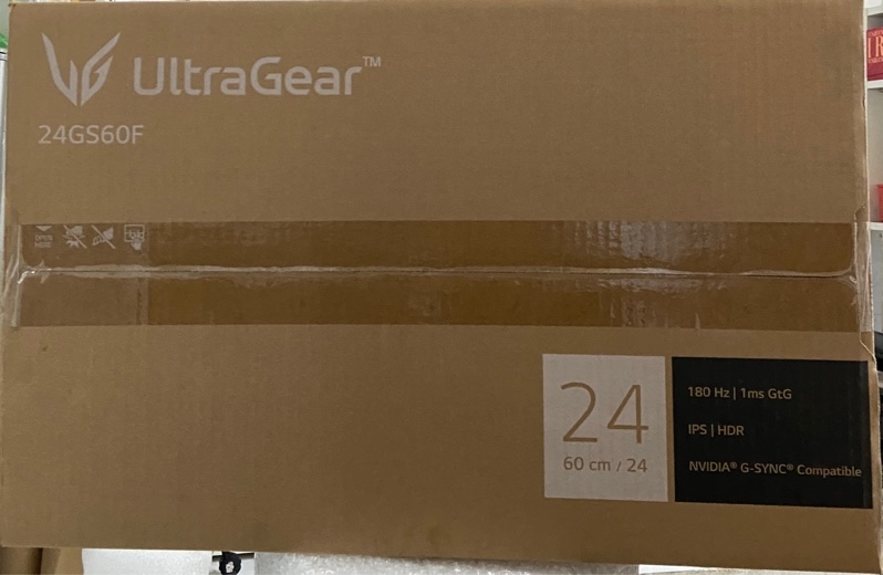 Màn hình chơi game LG UltraGear 24GS60F 24inch - 180hz - Màu đen - Ngoại hình: 97% - Kèm Box + nguồn