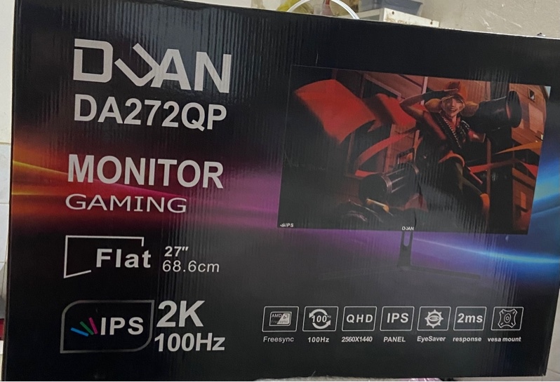 Màn hình máy tính DUAN DA272QP - 27 inch - Độ phân giải QHD 2k(2560x1440) - 100Hz - Màu đen - Ngoại hình: 98% - FullBox