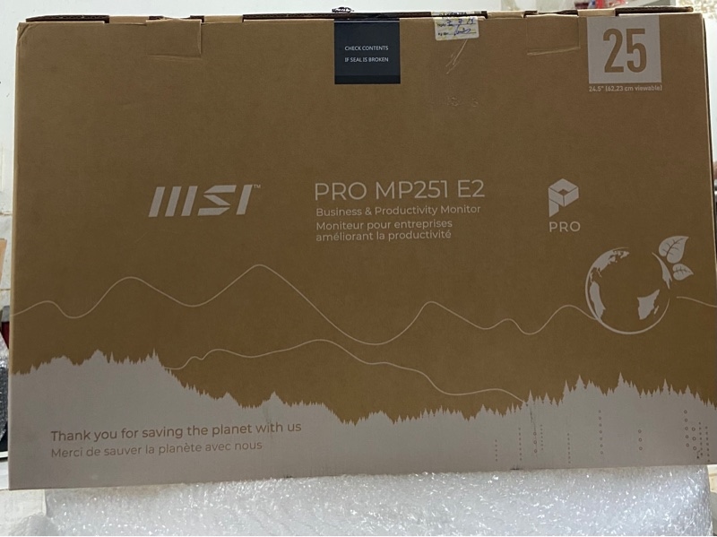 Màn hình MSI MP251E2 3PD2 - FullHD/120HZ/IPS - Màu đen - Ngoại hình: 98% - Kèm Box + nguồn 1