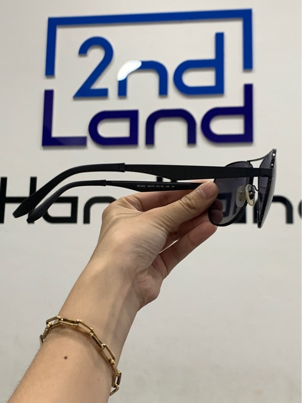 Mắt kính Rayban RB3549 - Màu đen - Ngoại hình: 97% - Nứt cao su - Kèm túi