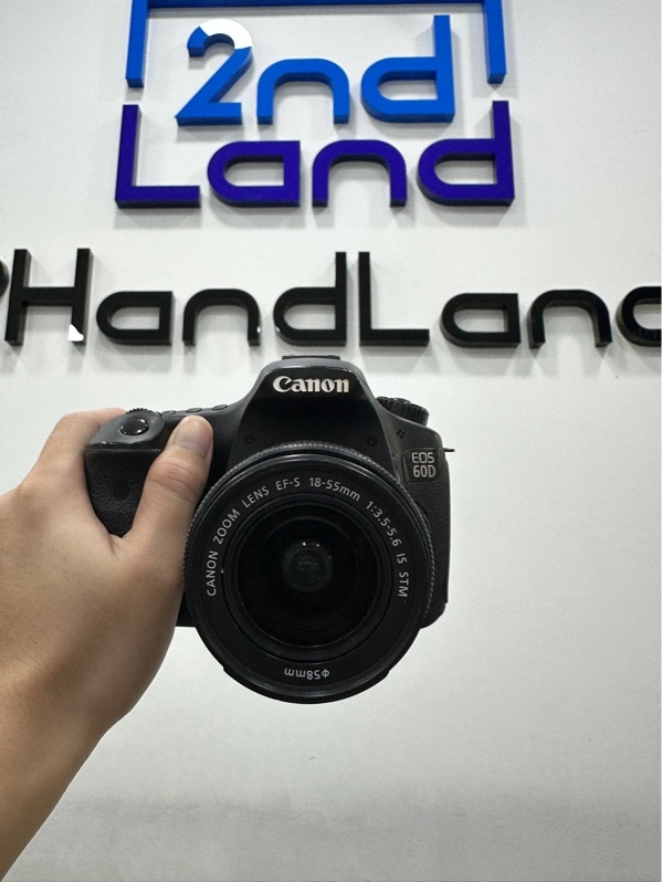 Máy ảnh Cannon EOS 60D - Màu đen - Ngoại hình 97% - Bản lề màn nứt nhẹ Màn ám tối viền, mất loa mic - Kèm túi + 1 pin + Dock sạc + Lens Canon EF-S 18-55mm f/3.5-5.6 IS STM