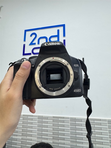 Máy ảnh Canon EOS 450D - Màu đen - Ngoại hình 97% - Mất nắp cao su, bụi trong ống ngắm, màn ám vàng, không sạc - Body, kèm sạc