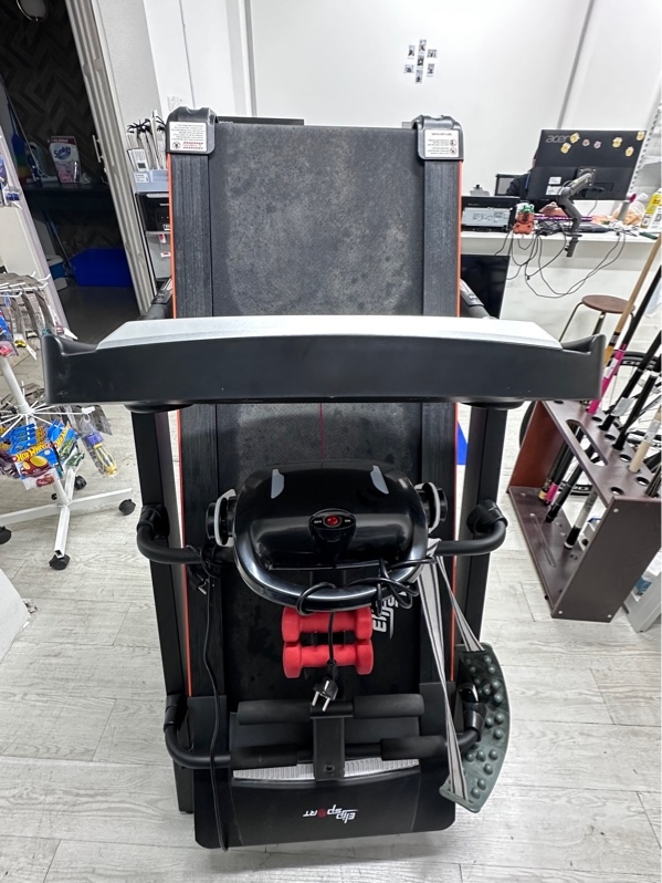 Máy chạy bộ đa năng Elip sport 1552 pro - Màu đen - Ngoại hình 98% - cong chân cắm nguồn - Kèm 2 quả tạ 1kg