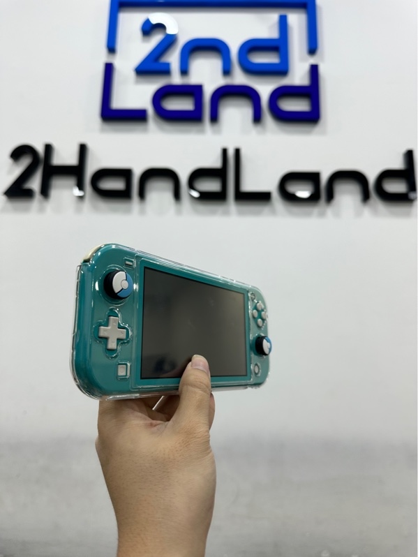 Máy chơi game Nintendo Switch Lite HDH-001 - Chưa hack - Màu xanh - Ngoại hìn 97% - Màn ám viền hồng 4 góc màn - Kèm sạc + Ốp + Túi