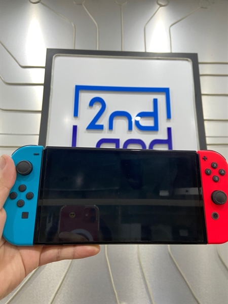 Máy chơi game Nintendo Switch Oled Hack - Màu neon - Ngoại hình: 97% - Màn trầy - Kèm thẻ 512GB + Sạc