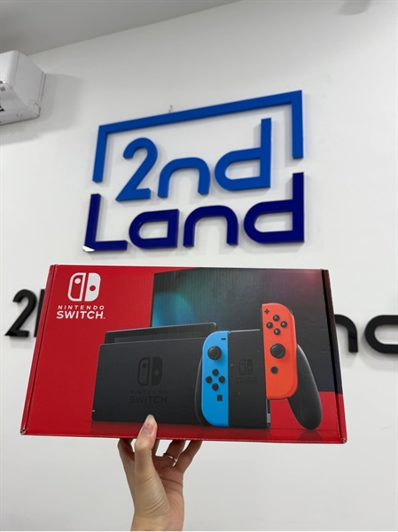 Máy chơi game Nintendo Switch V2 - Màu xanh đỏ đen - Ngoại hình 98% - Kèm thẻ 128Gb - FullBox đủ phụ kiện