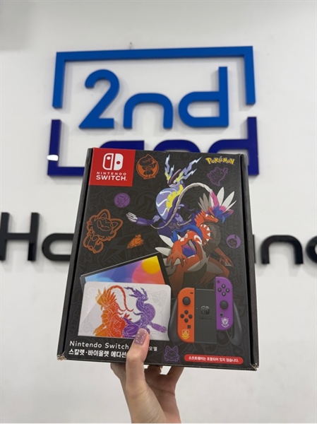 Máy game Nintendo Switch Oled Pokemon Scarlet Violet Edition - Chưa hack - Màu đen - Ngoại hình 98% - Kèm túi đựng , fullbox
