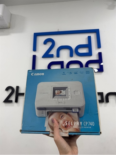Máy in ảnh Canon Selphy CP740 - Màu trắng - Ngoại hình 98% - Kèm box , giấy in , 1 hộp đựng giấy in , nguồn