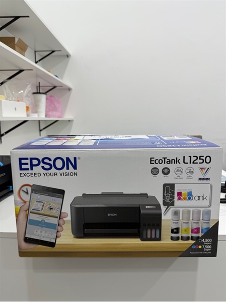 Máy in phun màu Epson-Eco tank L1250 - Wifi - Màu xám - Ngoại hình 99% - Chưa qua sử dụng - FullBox - BH hãng Epson 9/2027