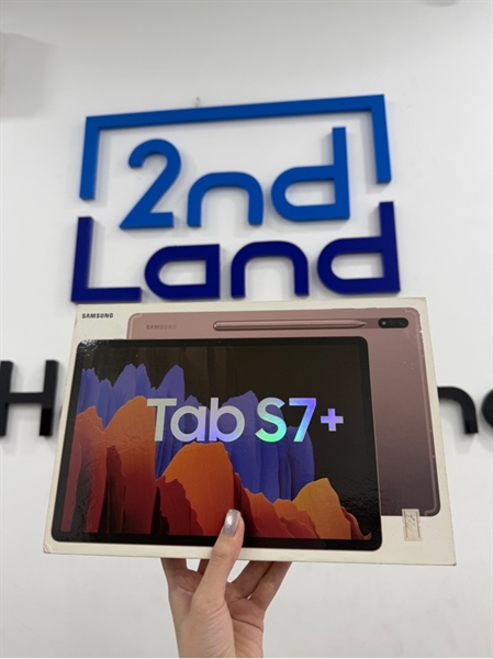 Máy tính bảng Samsung Tab S7plus - Máy quốc tế - Bản 4G - 6/128GB - Màu hồng - Ngoại hình 97% - Màn nứt kính , sườn cong nhẹ, viền trầy - Kèm Box , bút spen xước nhẹ
