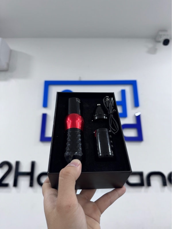 Máy xăm hình Pen TOLIGHT - Màu đen đỏ - Ngoại hình 98% - Trầy nhẹ logo - Fullbox đủ phụ kiện