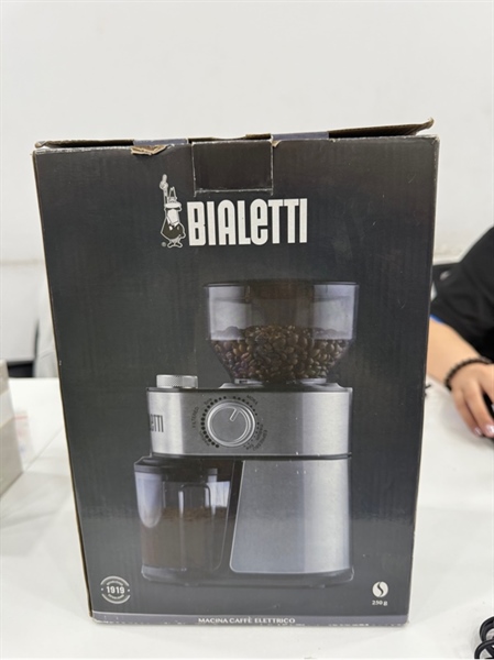 Máy xay cà phê Bialetti Type MCF03 - Màu bạc - Ngoại hình 98% - Box , hộp đựng cà phê , nắp đậy