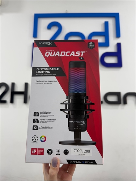 Mic HyperX quadcast TM S - Màu đen - Ngoại hình 97% - Phần trên nứt nhẹ - Box , dây kết nối , thiếu mount adapter