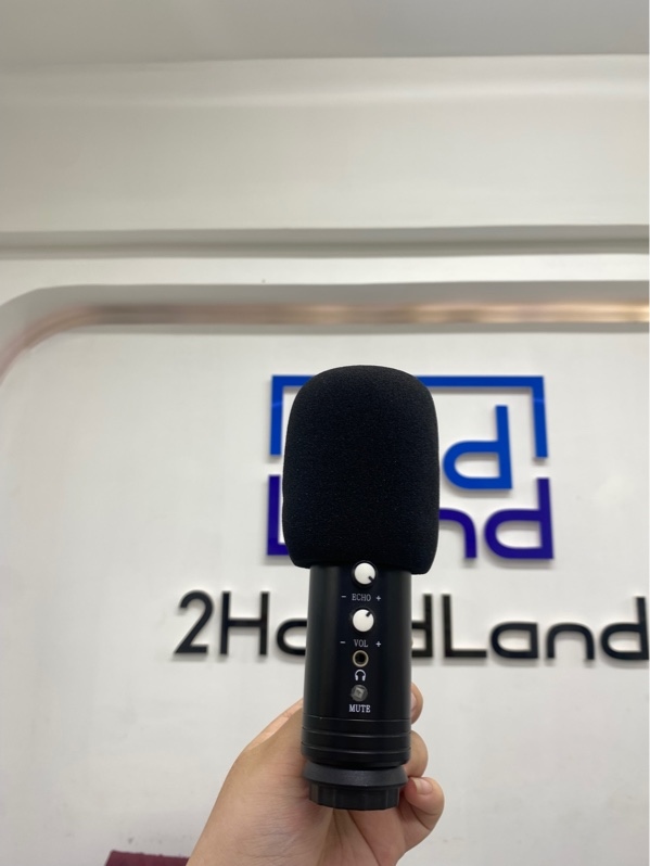 Micro No Name - Màu đen - Ngoại hình 97% - Móp lưới mic - Kèm 2 dây kết nối