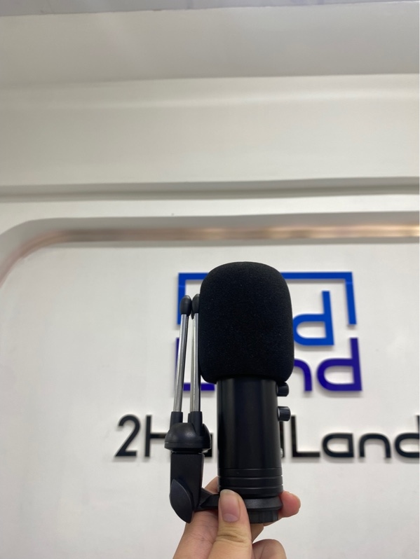 Micro No Name - Màu đen - Ngoại hình 97% - Móp lưới mic - Kèm 2 dây kết nối