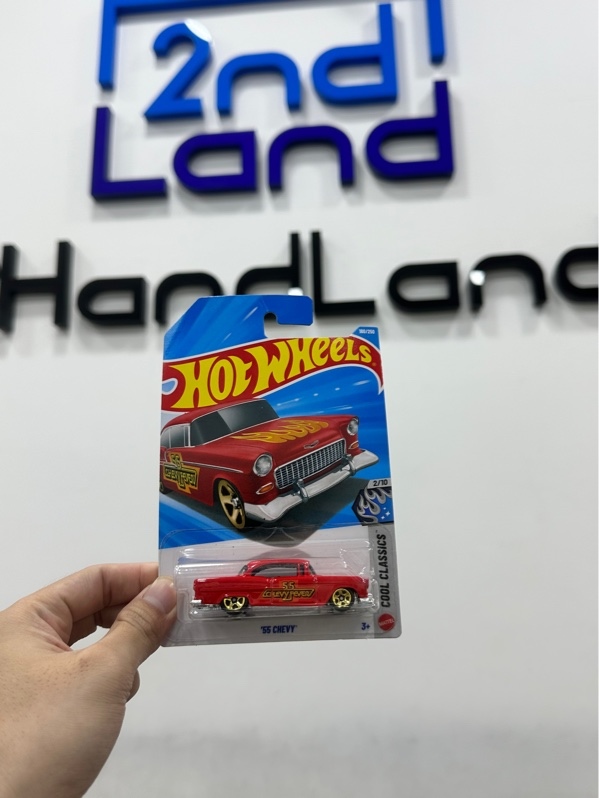 Mô hình xe Hot Wheels - '55 Chevy màu đỏ thuộc dòng Cool Classics - Newseal