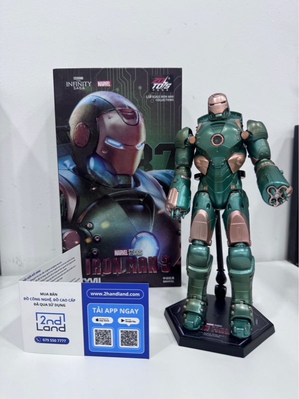 Mô hình ZD Toys Marvel Studio Iron Man 3 XXXVII MK37 - tỉ lệ 1/10 - Màu xanh - Ngoại hình 97% - Đủ PK - Kèm box
