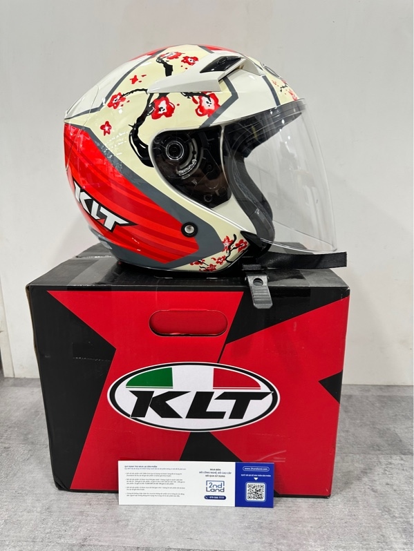 Mũ 3/4 2 Kính KLT Venom A36 Sakura - Size L - Màu đỏ trắng - Ngoại hình 98% - Kèm box
