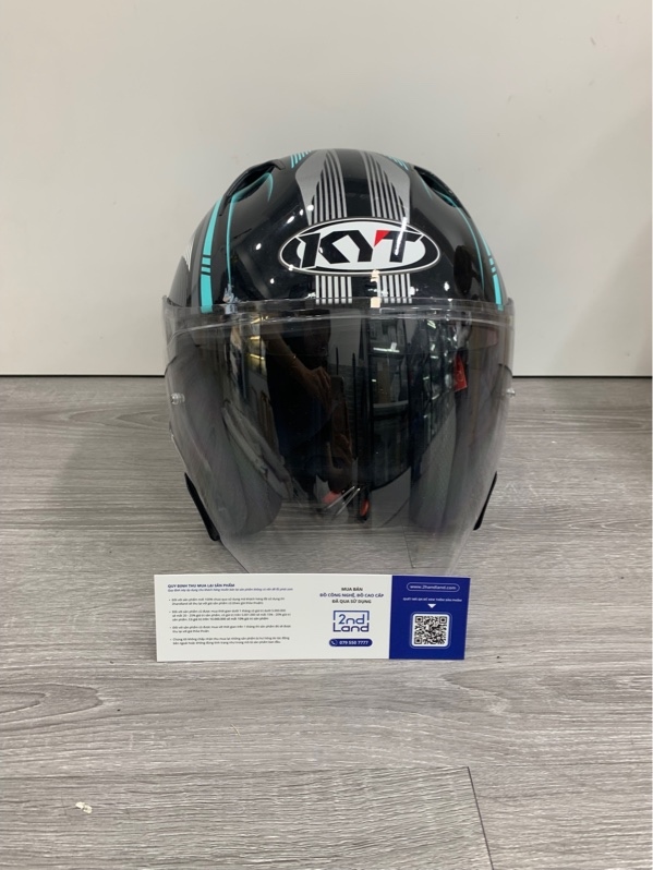 Mũ 3/4 2 kính KYT NFJ Aqua Blue - Size XL - Màu đen xanh - Ngoại hình: 96% - Kèm túi đựng