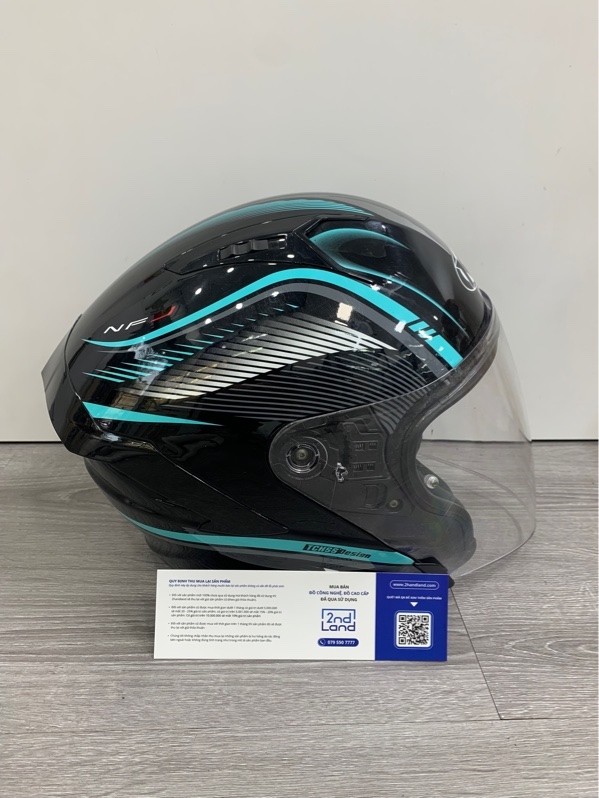 Mũ 3/4 2 kính KYT NFJ Aqua Blue - Size XL - Màu đen xanh - Ngoại hình: 96% - Kèm túi đựng