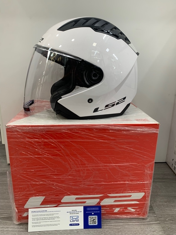 Mũ Bảo Hiểm 3/4 LS2 Copter II - Size L - Màu trắng - Ngoại hình: 99% - Box, kèm kính thay thế