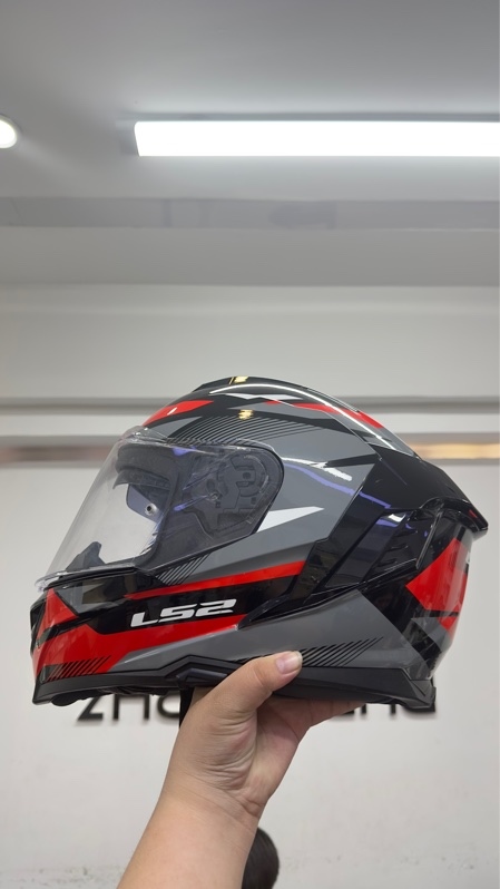 Mũ bảo hiểm fullface 2 kính LS2 FF 818 Storm II - Size XXXL - Màu đen đỏ xám - Ngoại hình 98% - Kèm túi