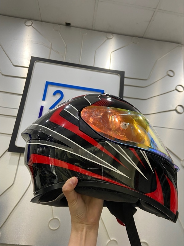 Mũ Bảo Hiểm Fullface AGV K5 - Size XL - Màu đen đỏ - Ngoại hình: 97% - Kính ngoài đã thay, xước nhiều, thân nón xước - Body
