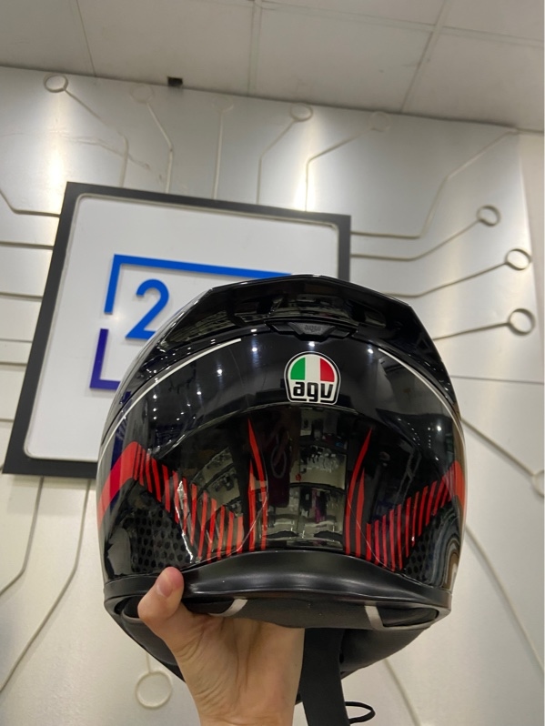Mũ Bảo Hiểm Fullface AGV K5 - Size XL - Màu đen đỏ - Ngoại hình: 97% - Kính ngoài đã thay, xước nhiều, thân nón xước - Body